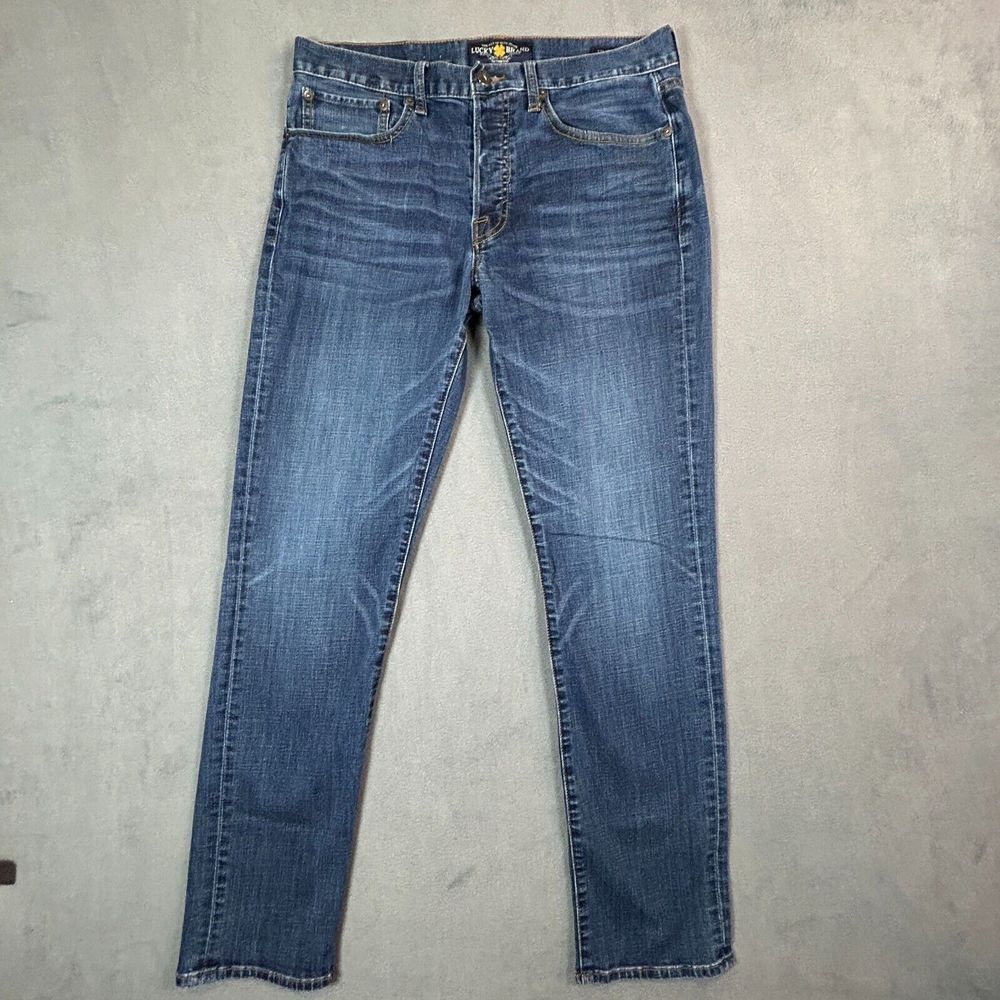Lucky Brand 121 Jeans Mens 33x32 Heritage Slim Button Fly Straight Leg Stretch